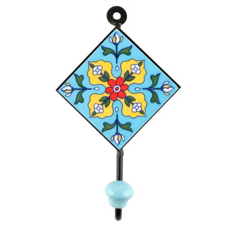 Yellow Ceramic Floral Tiles Hook